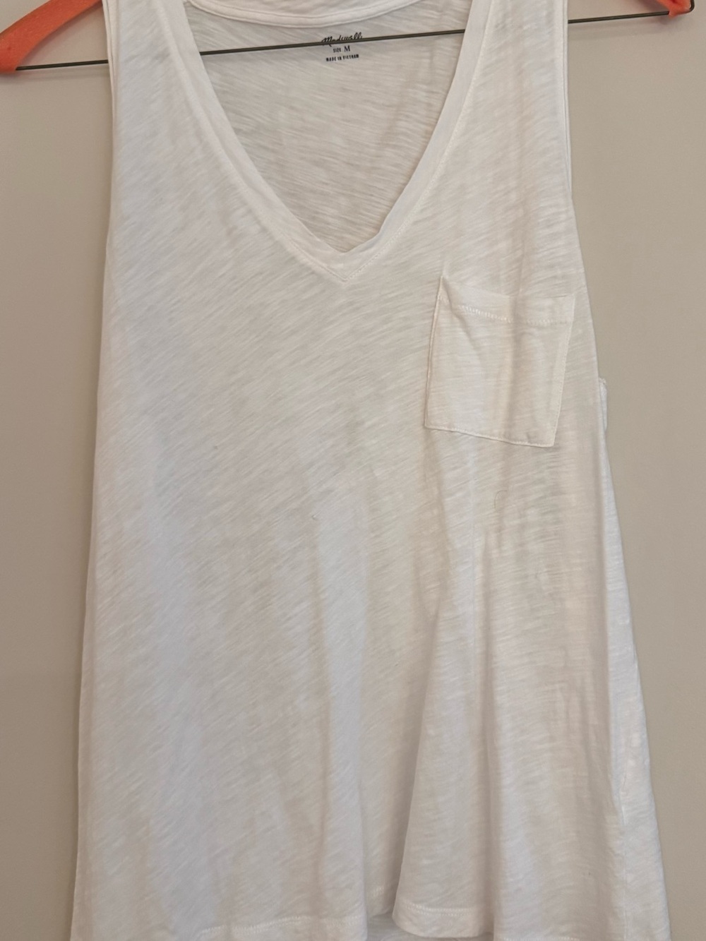 Madewell White V-Neck Pocket Tank